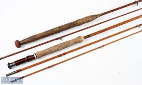 Edgar Sealey & Son Brownie Octopus split cane Fly Rod 9' 3pc alloy down locking reel seat, red agate