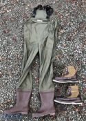 Daiwa Chest Waders with Size 10 boot together with Wychwood Wading Boots Size 11-12 in carry bag