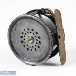 Fine Hardy Bros 2 ¾" wide drum Perfect alloy fly reel stamped 'RB - 12' - (Robert Borthwick 1890-