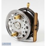 Hardy The Silex No 2 alloy casting reel 4 ¼" with twin ivorine handles, 3 screw latch smooth brass