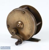 Scarce Reffitt-Moore 'Rapid' Patented all brass 2 ½" geared multiplier reel curved crank arm with