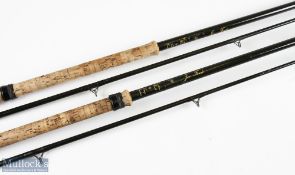 Terry Eustace custom built Hollow Glass Pike Rods, 11' 2pc, 30" handle with sliding reel fittings,
