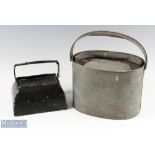 2x Live bait kettle tins one oval with internal perforated bucket measures 13" length x 9.5"