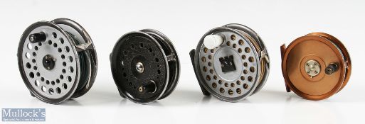 Hardy Bros Viscount 140 and 150 alloy fly reels both with signs of use apparent, the 140 model