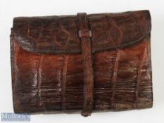 Early Watson & Hanson Maker's London leather fly wallet with parchment leaves internally featuring