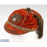 Pre 1914 Manchester Rugby Club Cap issued to L Haigh - fine red and silver, with elaborate braided