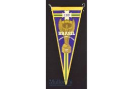 1958 World Cup Brazil pennant in yellow, green, dark blue colours; to the front it has "CBD" "