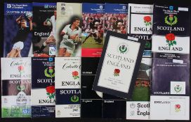 1954-1999 Scotland & England Rugby Programmes (15): Ten Calcutta Cup games at Murrayfield and five