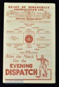 1949/50 Hearts v Third Lanark Div A match programme 14 January 1950; fair/good condition.