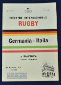 Rare Italy v Germany 1961 Rugby Programme: Seldom seen, attractive 60 year old item from Piacenza,