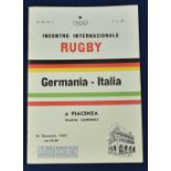 Rare Italy v Germany 1961 Rugby Programme: Seldom seen, attractive 60 year old item from Piacenza,