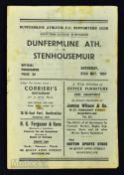 1951/52 Dunfermline Athletic v Stenhousemuir Div. 'B' match programme 27 October 1951; fair