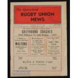 1954 Scarce Queensland v Fiji Rugby Programme: 8pp Brisbane RU News issue for this Fijian jaunt to