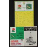 1972 & 1984 England in South Africa Rugby Programmes (3): Official W Province issue for their May