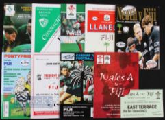 1995 Fijian Rugby Tour to the UK, All Programmes (9): Complete set, v Wales 'A' (with ticket),