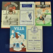 1948/49 Bolton Wanderers away match programmes at Manchester Utd, Aston Villa + reserves (double