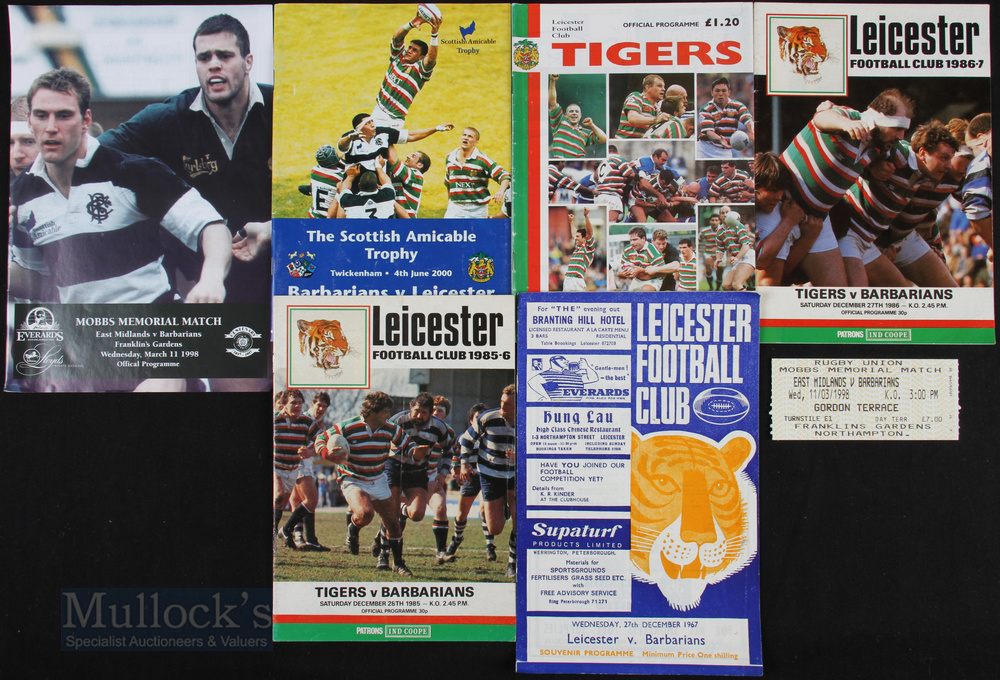 Barbarians at Leicester/E Mids Rugby Programmes (6): The Tigers v Baabaas matches from 1967, 1985-