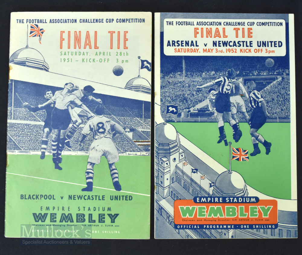 1951 FA Cup Final at Wembley match programme Newcastle Utd v Blackpool 28 April 1951; 1952 FA Cup