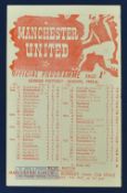 1945/46 Manchester Utd v Stoke City war league north 4 May 1946 single sheet match programme,