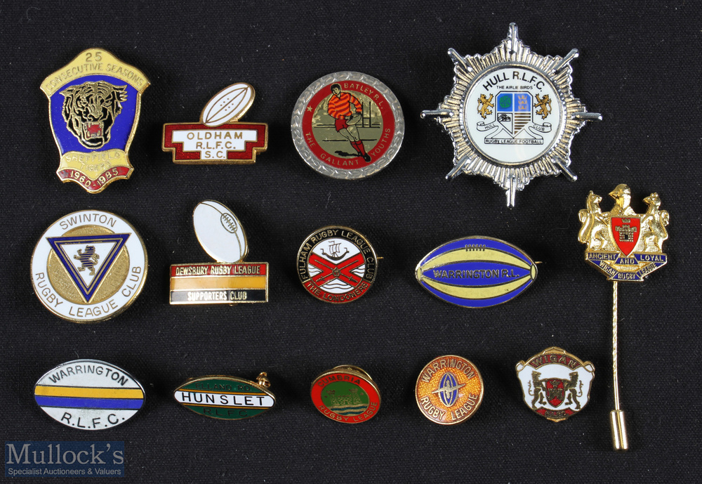 Collection of various Rugby League Club Members enamel pin, lapel and stick pin badges (14) -