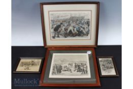 Pre-1900 Rugby Prints (4): All framed, two large ones, well-known: The Football Match during the