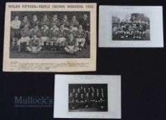 1952 Wales Grand Slam & Triple Crown Team Giant Photocard etc (3): Perhaps given with the Western