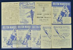 1947/48 Bolton Wanderers match programmes homes Preston NE, Middlesbrough, Sheffield Utd, Blackpool,