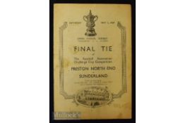 1937 FAC Final match programme Preston NE v Sunderland at Wembley; has grubby marks, covers missing,