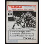 1967 South Africa v France Rugby Programme: 20pp Johannesburg 3rd Test programme for this Tricolores