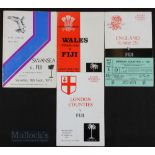 1970 & 1973 Fijian UK Tour Rugby Programmes (4): London Counties, England U-25 (with tkt), Wales U-