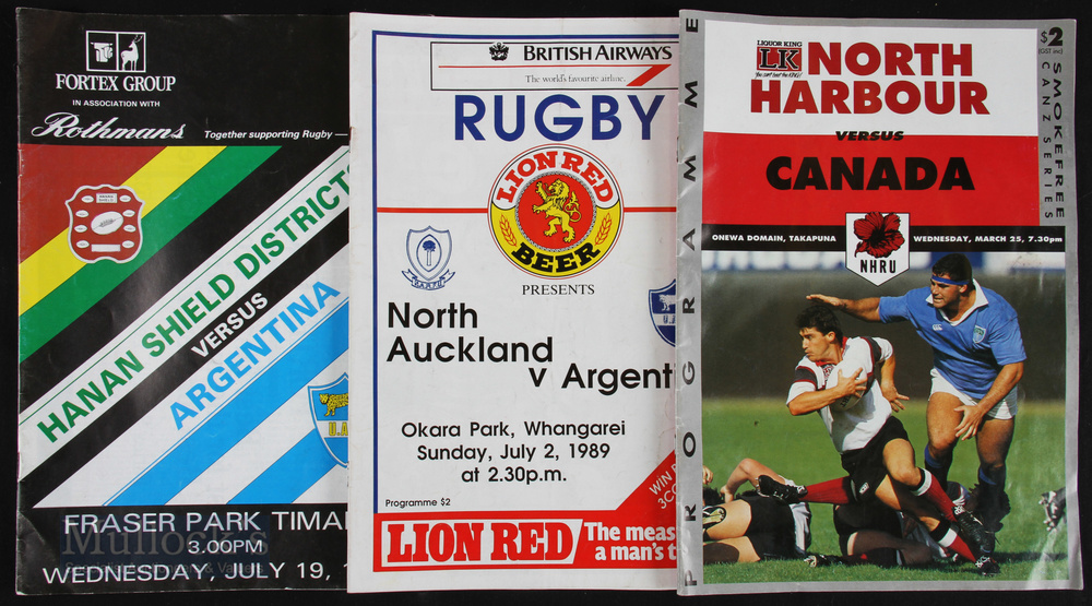 1989-1992 New Zealanders v the Americas Rugby Programmes (3): Large glossy A4 issues for North