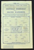 1931/32 Sheffield Wednesday v Bolton Wanderers Div. 1 match programme 5 September 1931; note, just