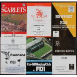 1985 Fijian Tour Rugby Programmes in Wales (6): All except the Wales XV issue from the Wales leg
