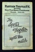 1932/33 Partick Thistle v Kilmarnock Div. 1 match programme 14 January 1933, slight tear, rusty
