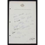 1963 English Rugby Squad Down Under Autograph Sheet: Well preserved and attractively ideal for