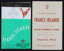 1958/1964 France v Ireland Rugby Programmes (2): 11-6 defeat for the Irish, 4pp 1958 edition in fine