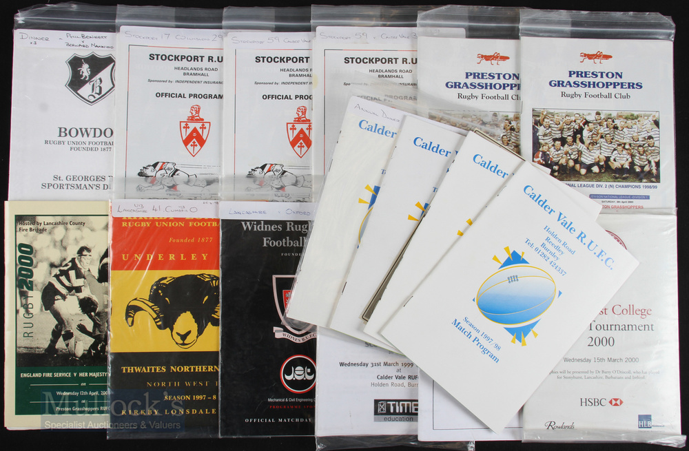 1997-2001 Lancashire Clubs & Juniors etc Rugby Programmes (15+): Calder Vale v Wigan, Workington &