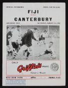 Scarce 1957 Canterbury (NZ) v Fiji Rugby Programme: Nice, quite large, illustrated effort as the