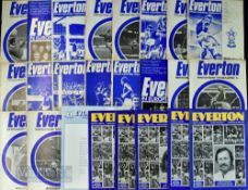 Collection of Everton home match programmes 1970s virtually complete with some aways; includes