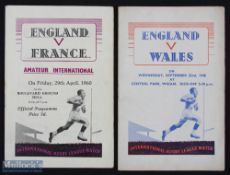 1948 and 1960 England Rugby League Programmes (2) to incl 1948 v Wales Wednesday 22nd September