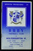 1953/54 Bury v Wolverhampton Wanderers, opening of floodlights match programme 6 October 1953;