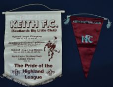 1970-1980s Keith Football Club Pennants x 2. A Club honour pennant 1979 size 30cm x 40cm and a