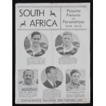 South African Rugby UK Tour 1951-2 Souvenir Brochure: The fold over glossy 'pen-pictures and text'