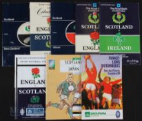 Collection of 1980/90s Scotland Fully Signed Rugby Programmes etc (8): Super quartet from across the