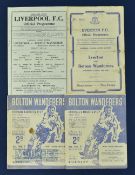 1947/48 Bolton Wanderers home match programmes v Burnley, v Liverpool (poor), aways at Everton,