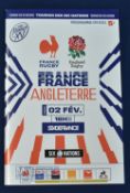 2020 France v England Rugby Programme: Harder to find as France sometimes printed only a short run