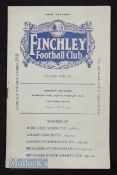 1933/34 Finchley v London University friendly match 28 October at Summers Lane; pencil team changes,