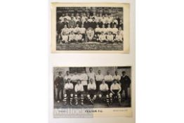 1908/1909 Fulham team postcard photograph with players named, another team group postcard with two