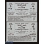 Scotland v France 1966 Rugby Tickets (2): Pair of blue 25/- stand tickets for Murrayfield. No