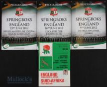 1984/2012 South Africa v England Rugby Programmes (4): Issues from the Port Elizabeth test of 1984